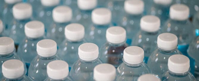 bottled water lined up